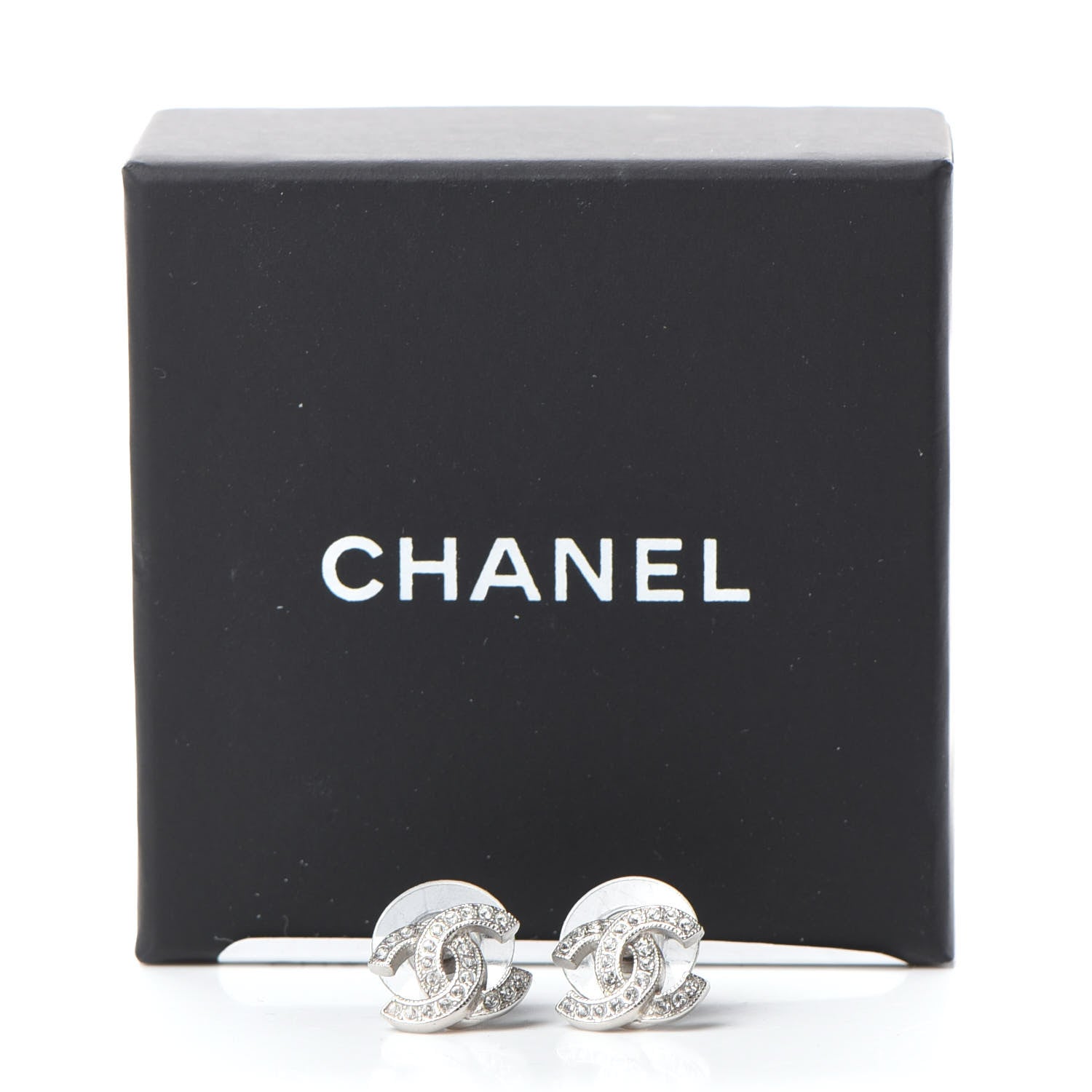 Chanel Crystal CC Earrings Silver 5 of 5