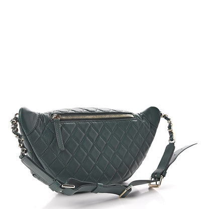 Chanel Calfskin Quilted Banane Waist Bag Fanny Pack Dark Green 3 of 10