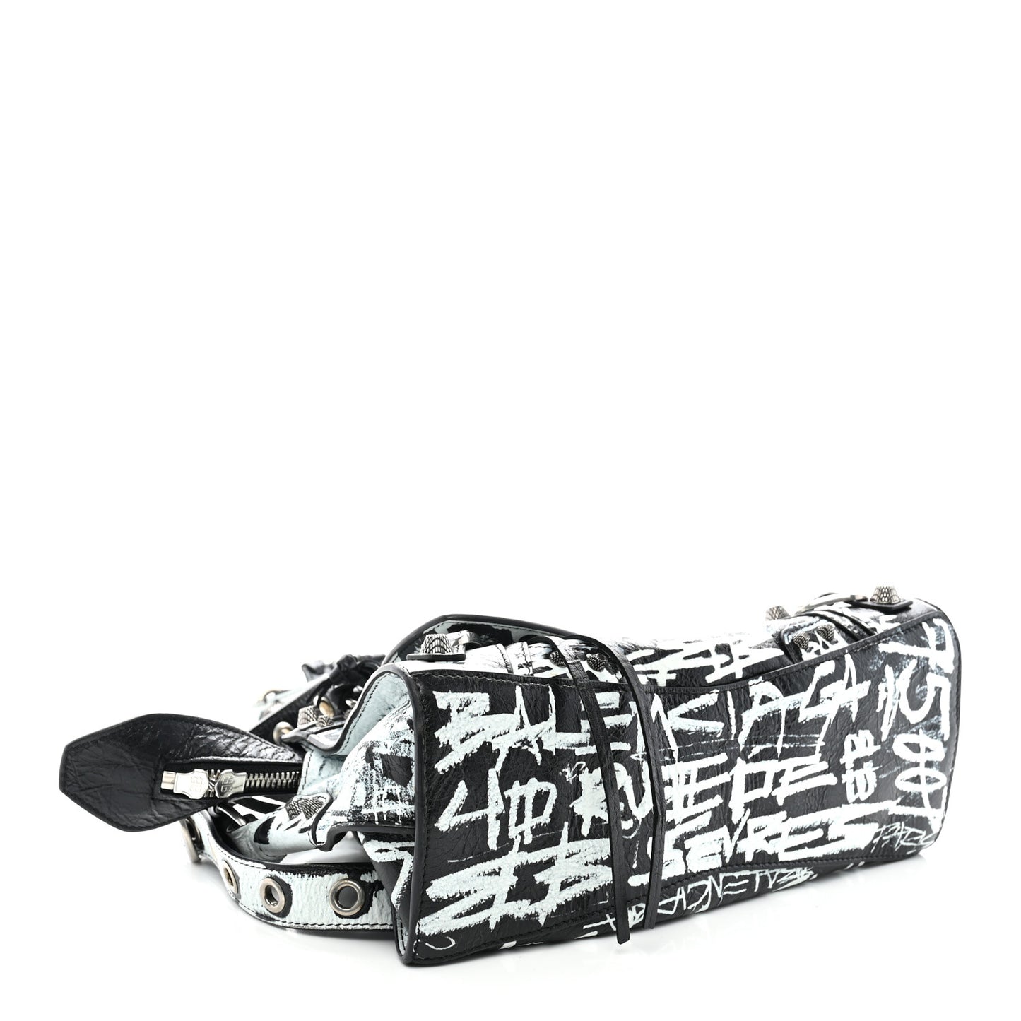 Agneau Arena Graffiti Neo Cagole City Handbag XS Black White