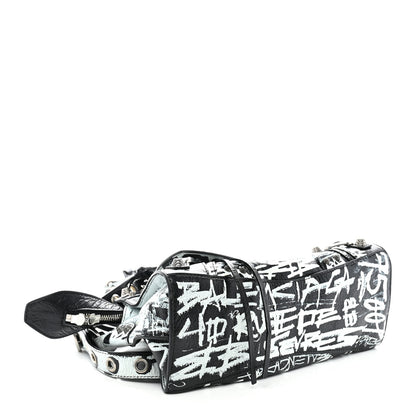 Balenciaga Agneau Arena Graffiti Neo Cagole City Handbag XS Black White 5 of 12