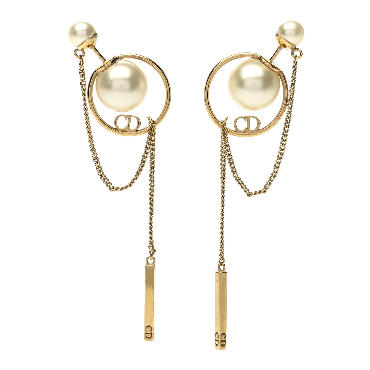 Pearl Tribales Dangle Chain Earrings Gold