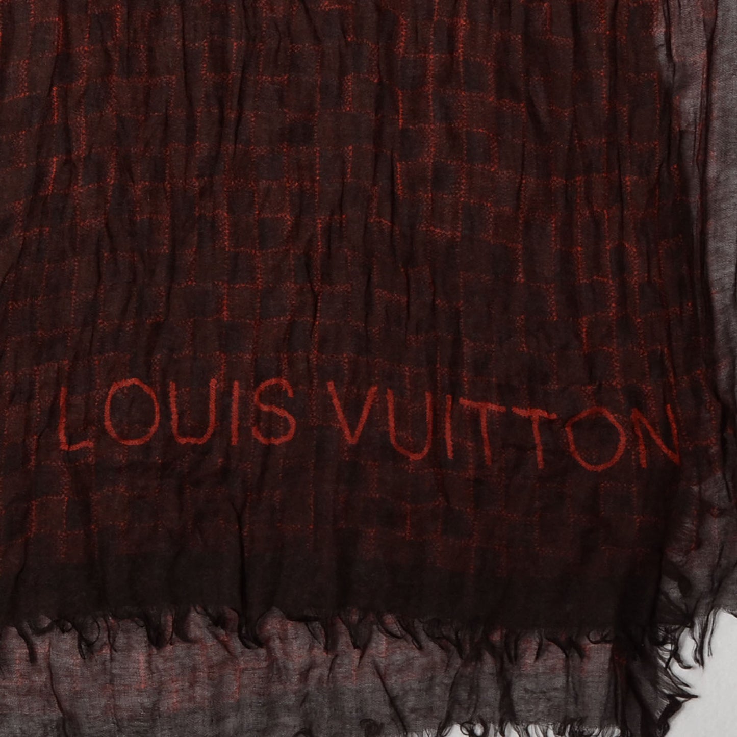 Cashmere Silk Etole Stole Damier Rouge