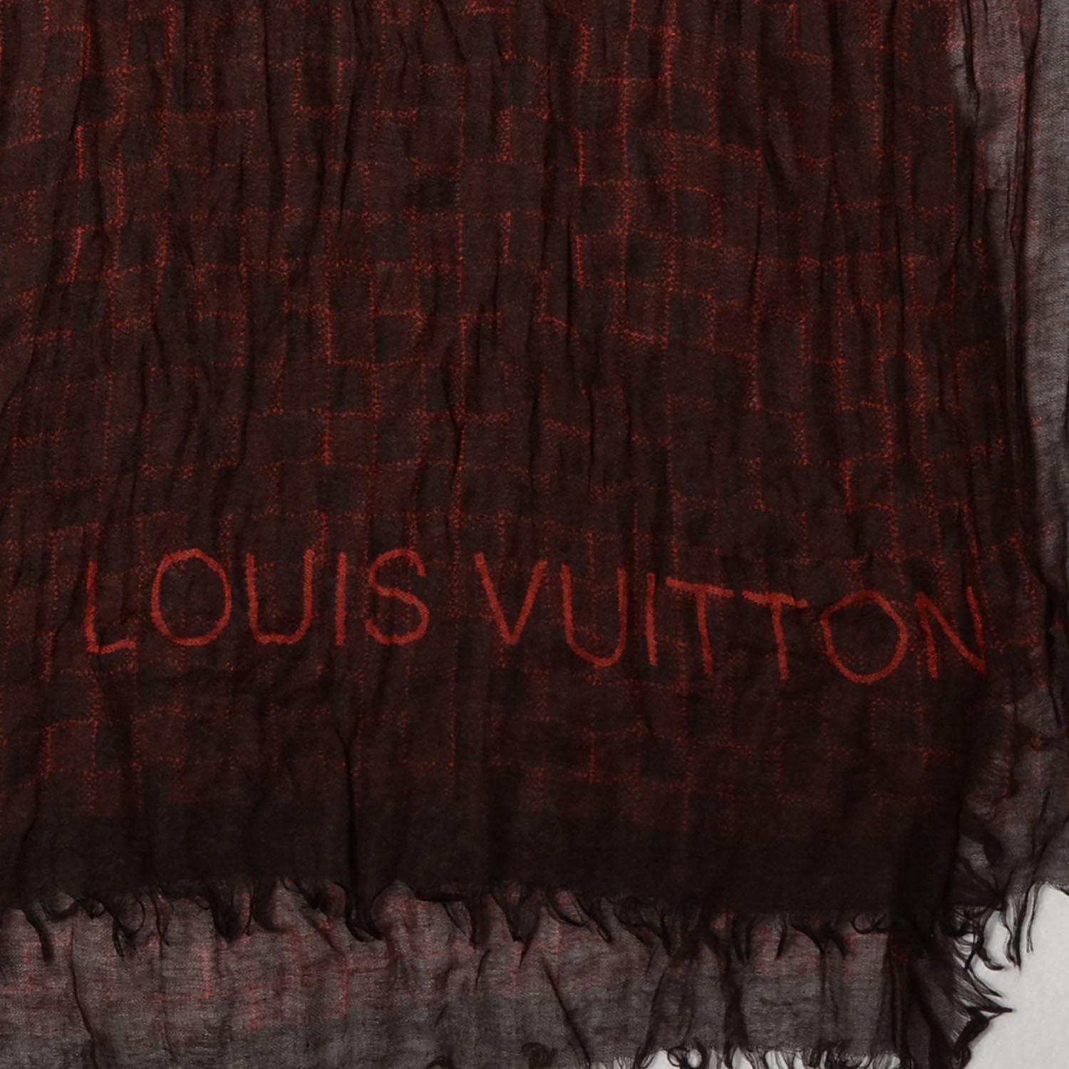 Louis Vuitton Cashmere Silk Etole Stole Damier Rouge 10 of 12