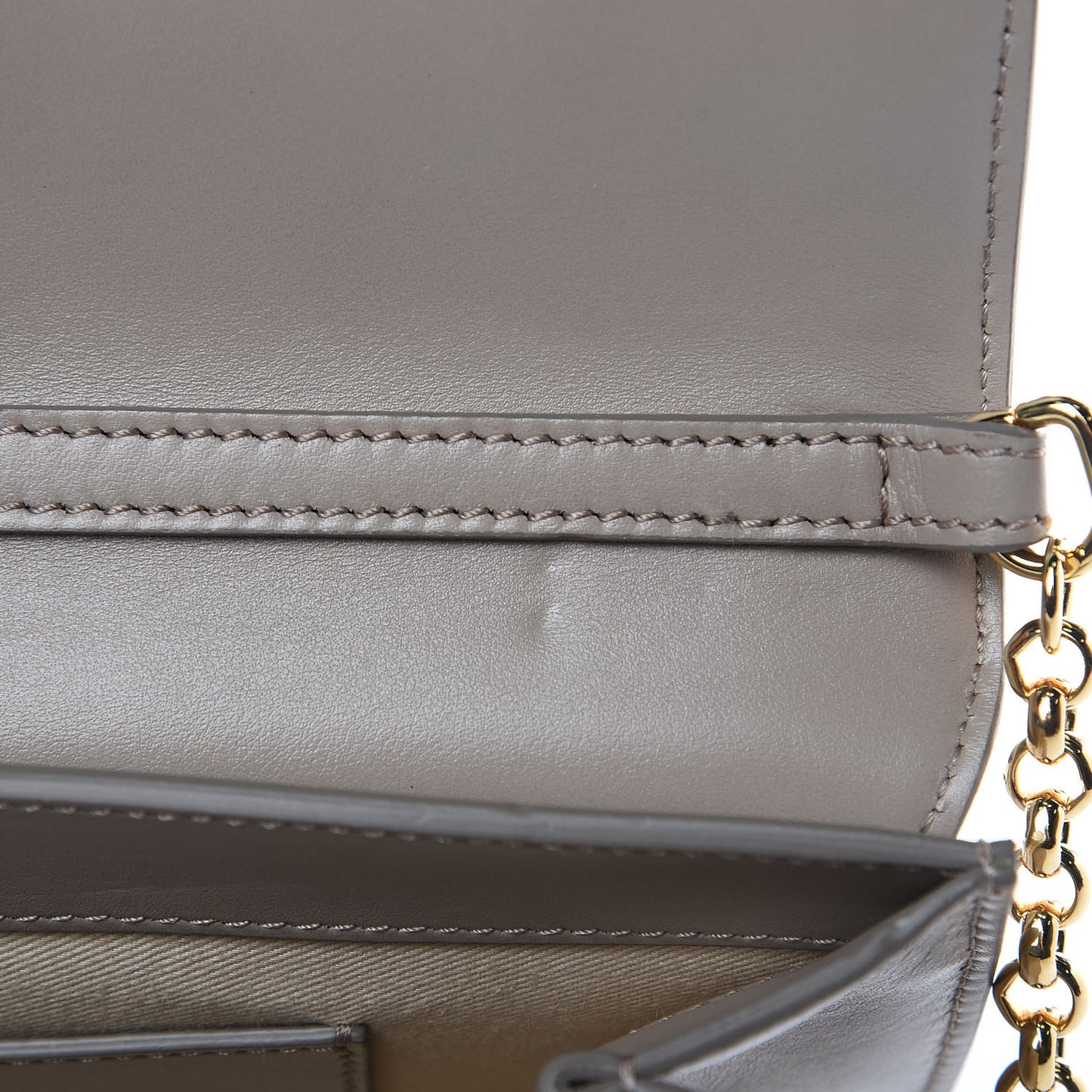 Calfskin Suede C Clutch With Chain Motty Grey