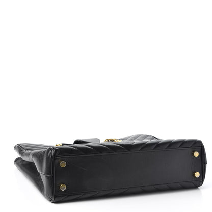 Saint Laurent Grain De Poudre Matelasse Chevron Monogram Shopping Bag Black 3 of 10