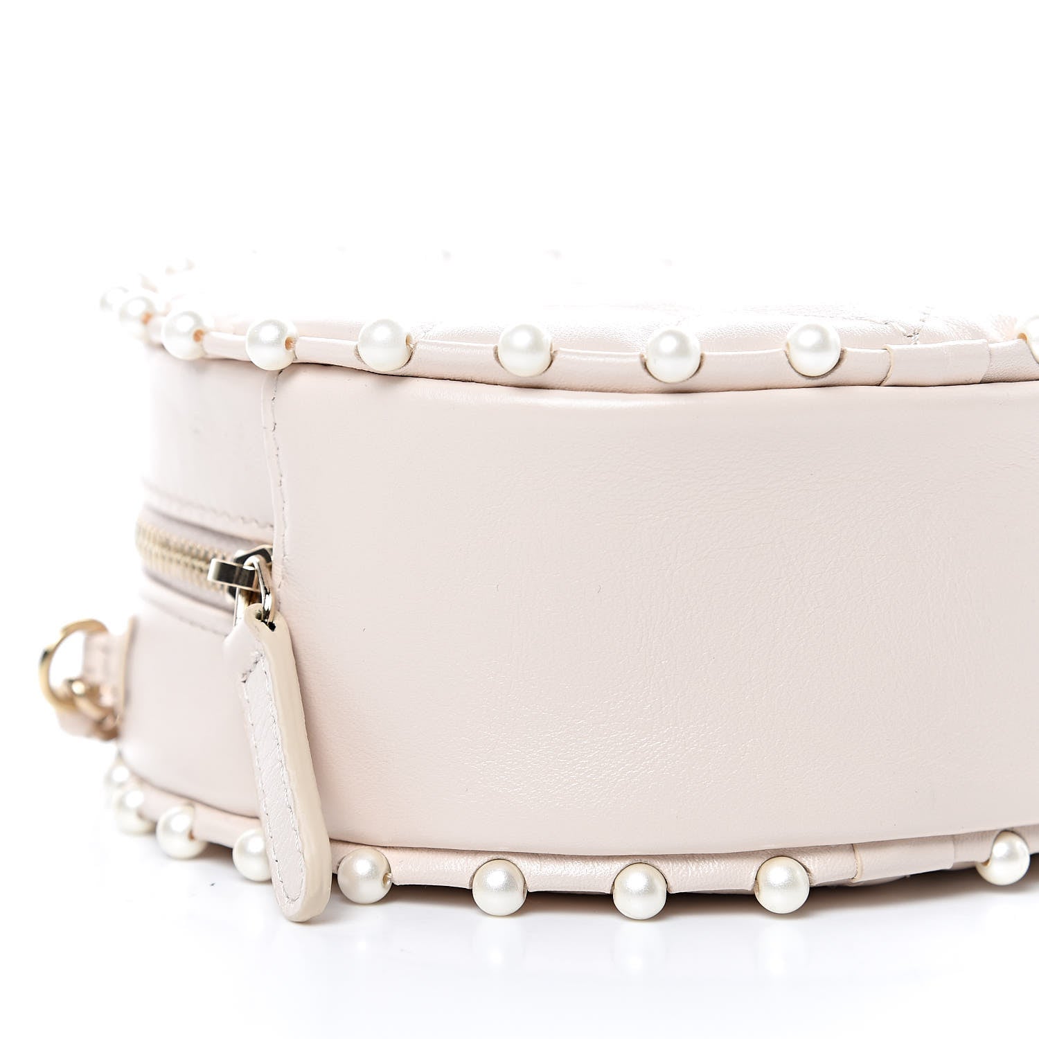 Chanel Calfskin Quilted Pearl Round Clutch With Chain White 8 of 10
