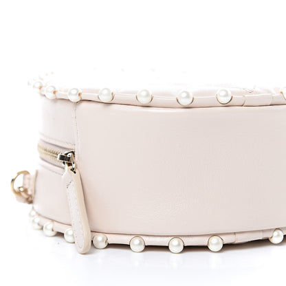 Chanel Calfskin Quilted Pearl Round Clutch With Chain White 8 of 10