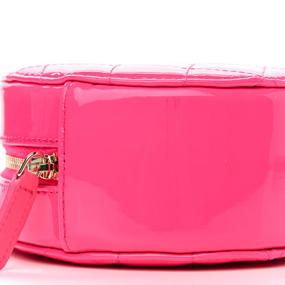 Chanel Patent Quilted Round Clutch With Chain Dark Pink 9 of 12