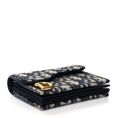 Christian Dior Oblique Saddle Card Holder Blue 4 of 8