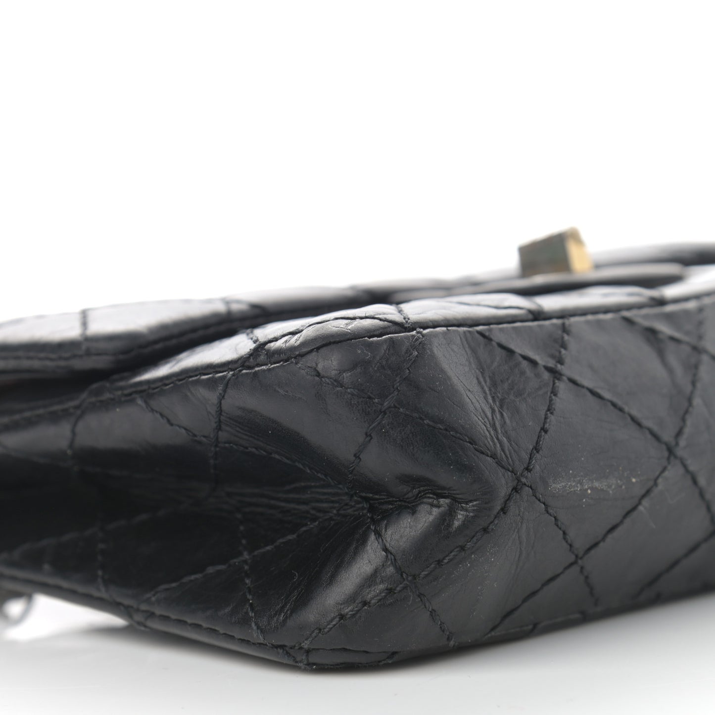 Aged Calfskin Quilted 2.55 Reissue 224 Flap Black