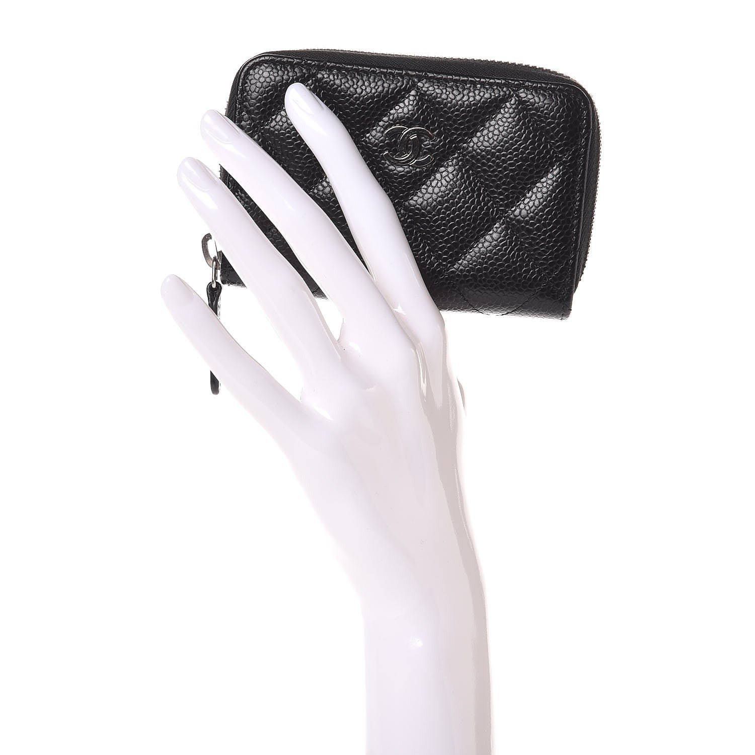 Chanel Caviar Quilted Zip Coin Purse Black 2 of 8