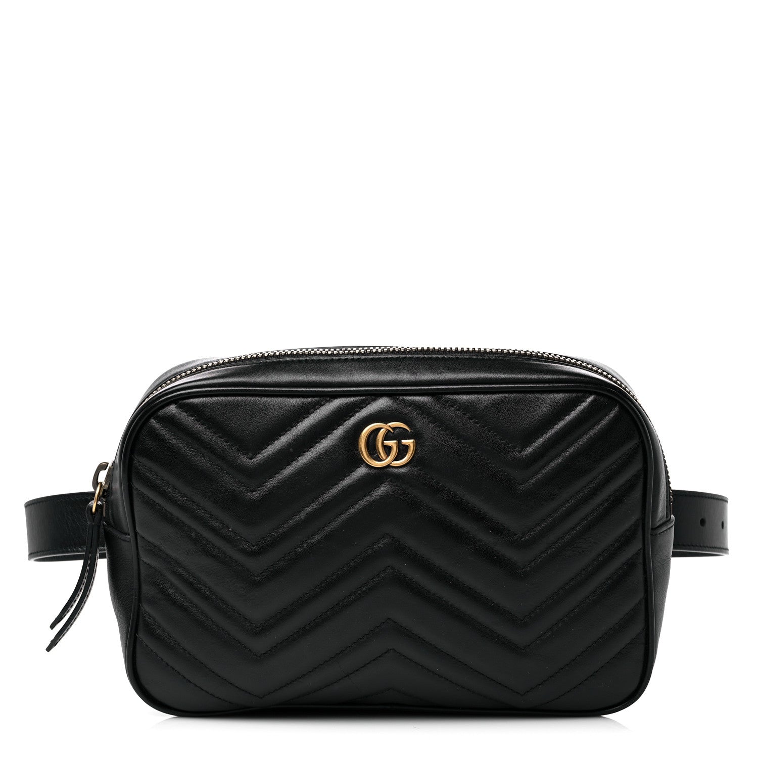 Gucci Calfskin Matelasse Mens GG Marmont Belt Bag 80 32 Black 1 of 18
