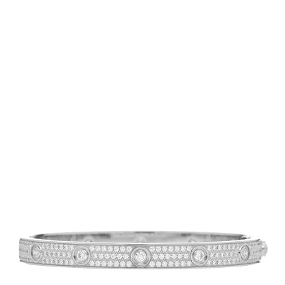 Cartier 18K White Gold Diamond LOVE Paved Bracelet 18 2 of 7