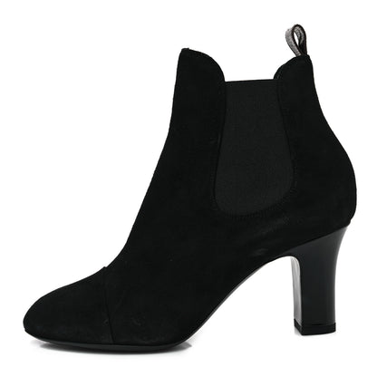 Louis Vuitton Suede Monogram Uniformes Cap Toe Chelsea 75mm Ankle Boots 38.5 Black 1 of 7