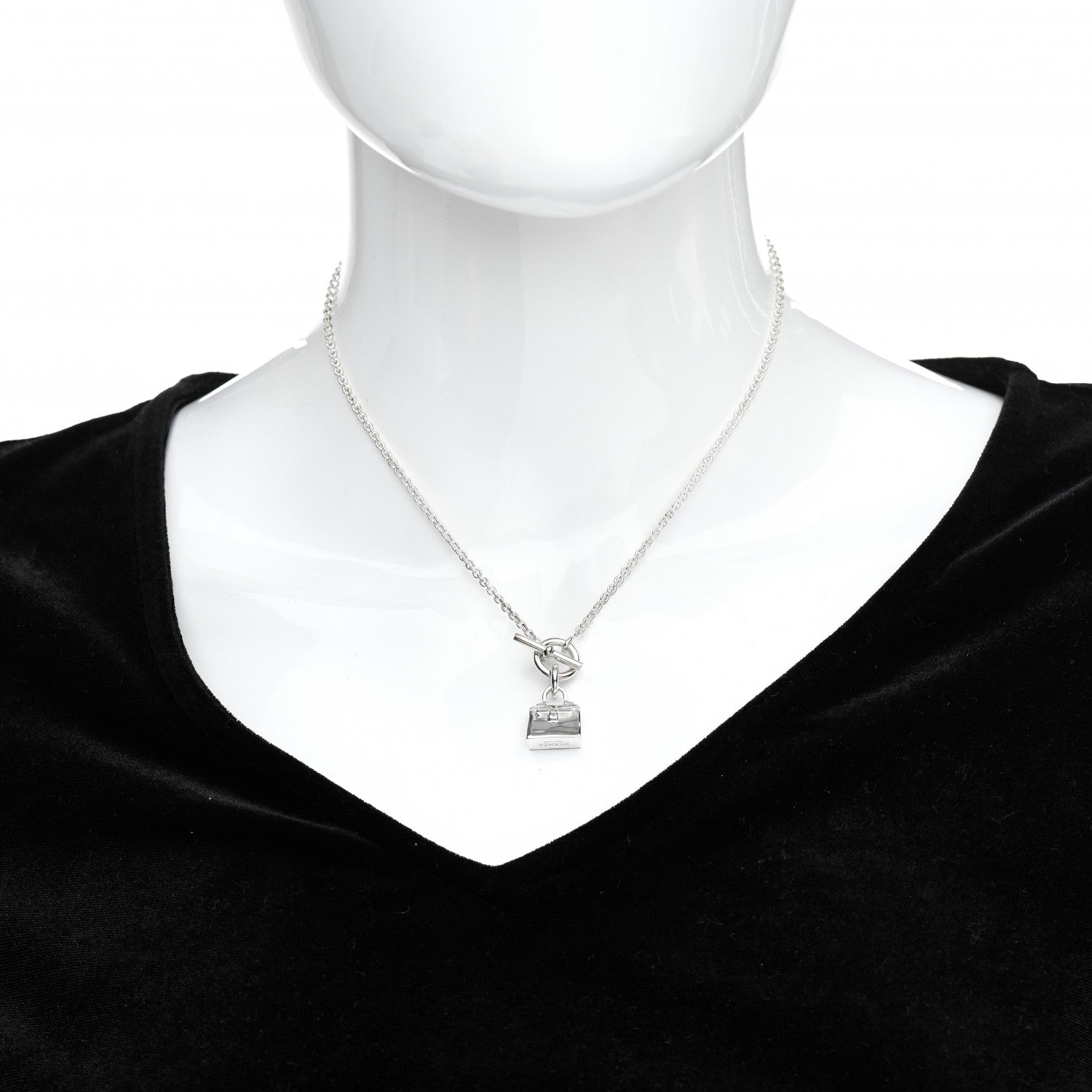 Hermes Sterling Silver Birkin Amulette Pendant Necklace 2 of 5