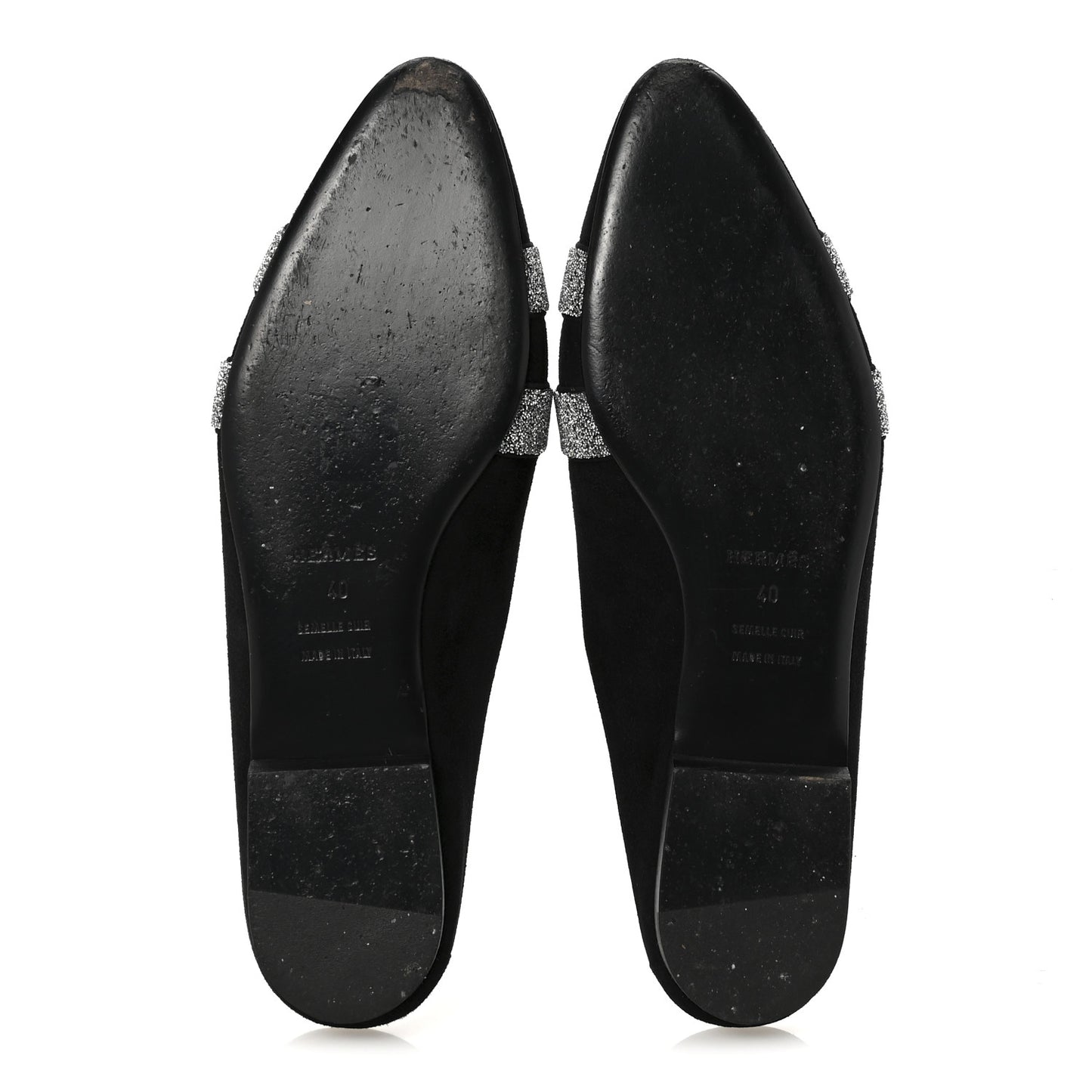 Suede Goatskin Crystal Roxane Mules 40 Gris Argente Black
