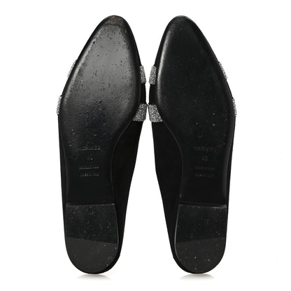 Hermes Suede Goatskin Crystal Roxane Mules 40 Gris Argente Black 6 of 9