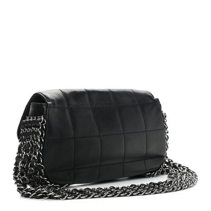 Chanel Lambskin Chocolate Bar Quilted Lambskin 5 Chain Flap Black 2 of 9
