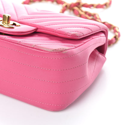 Chanel Lambskin Chevron Quilted Mini Square Flap Fuchsia 9 of 9
