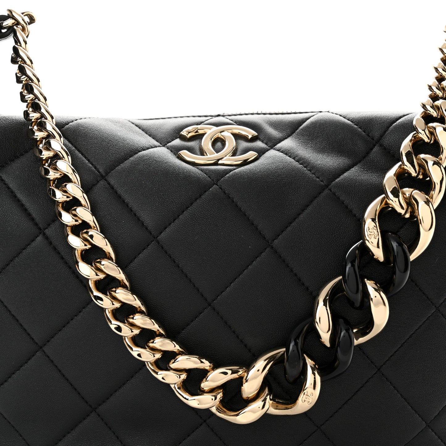 Lambskin Resin Elegant Maxi Hobo Black