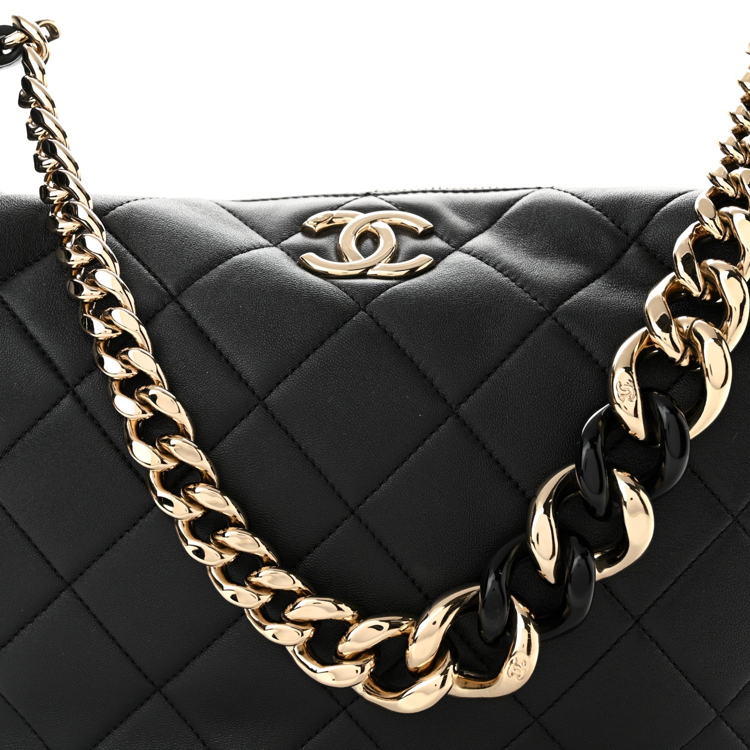 Chanel Lambskin Resin Elegant Maxi Hobo Black 8 of 10