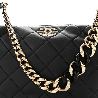 Chanel Lambskin Resin Elegant Maxi Hobo Black 8 of 10