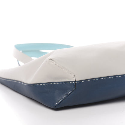 Hermes Veau Sikkim Swift Double Sens 30 Reversible Tote Gris Perle Colvert Bleu Atoll 15 of 17