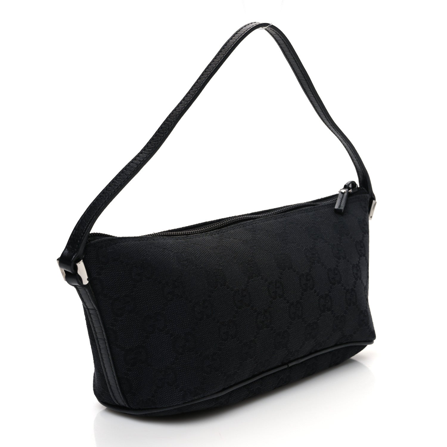 Gucci Denim Monogram Boat Pochette Black 3 of 10