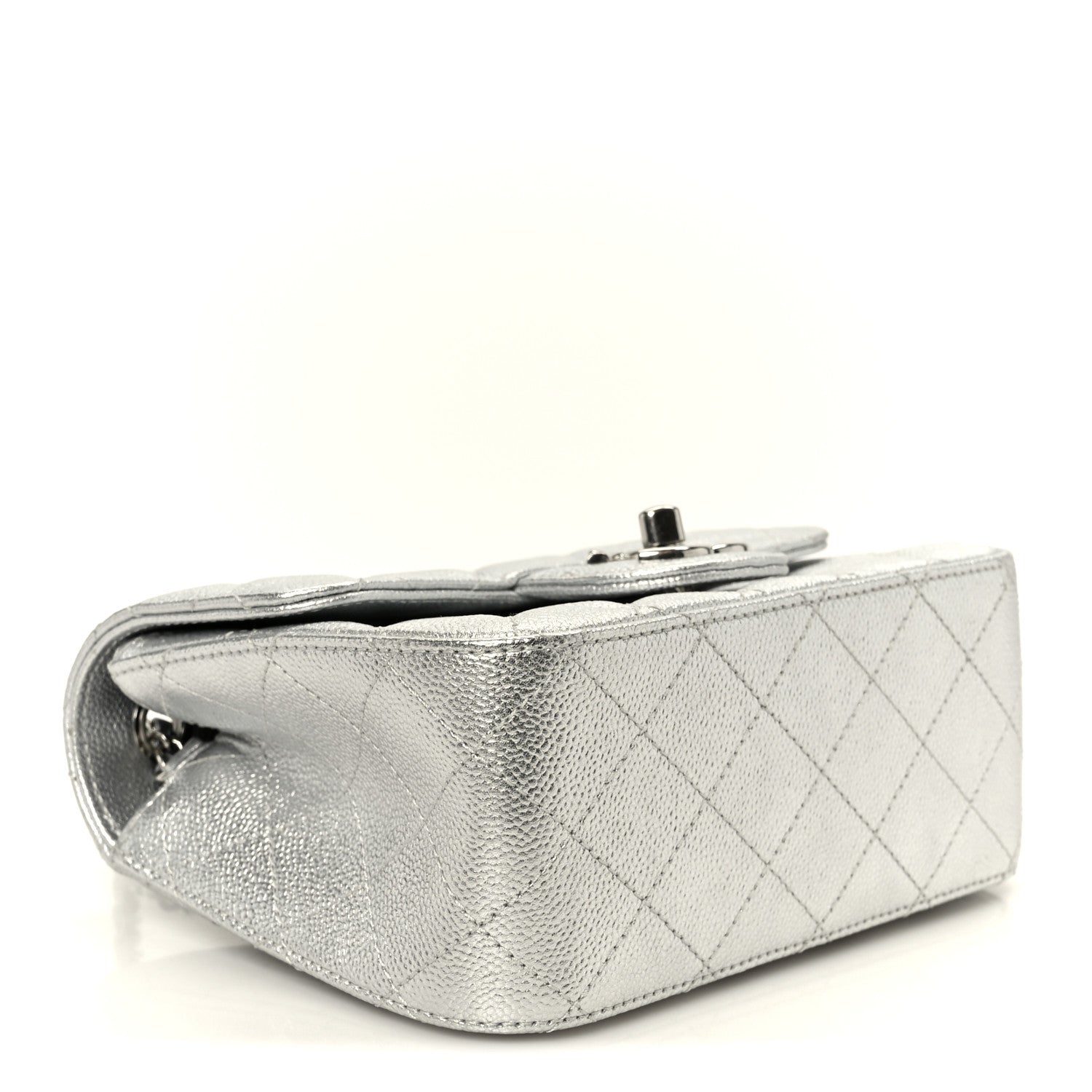 Chanel Metallic Caviar Quilted Mini Square CC Slide Flap Silver 4 of 12