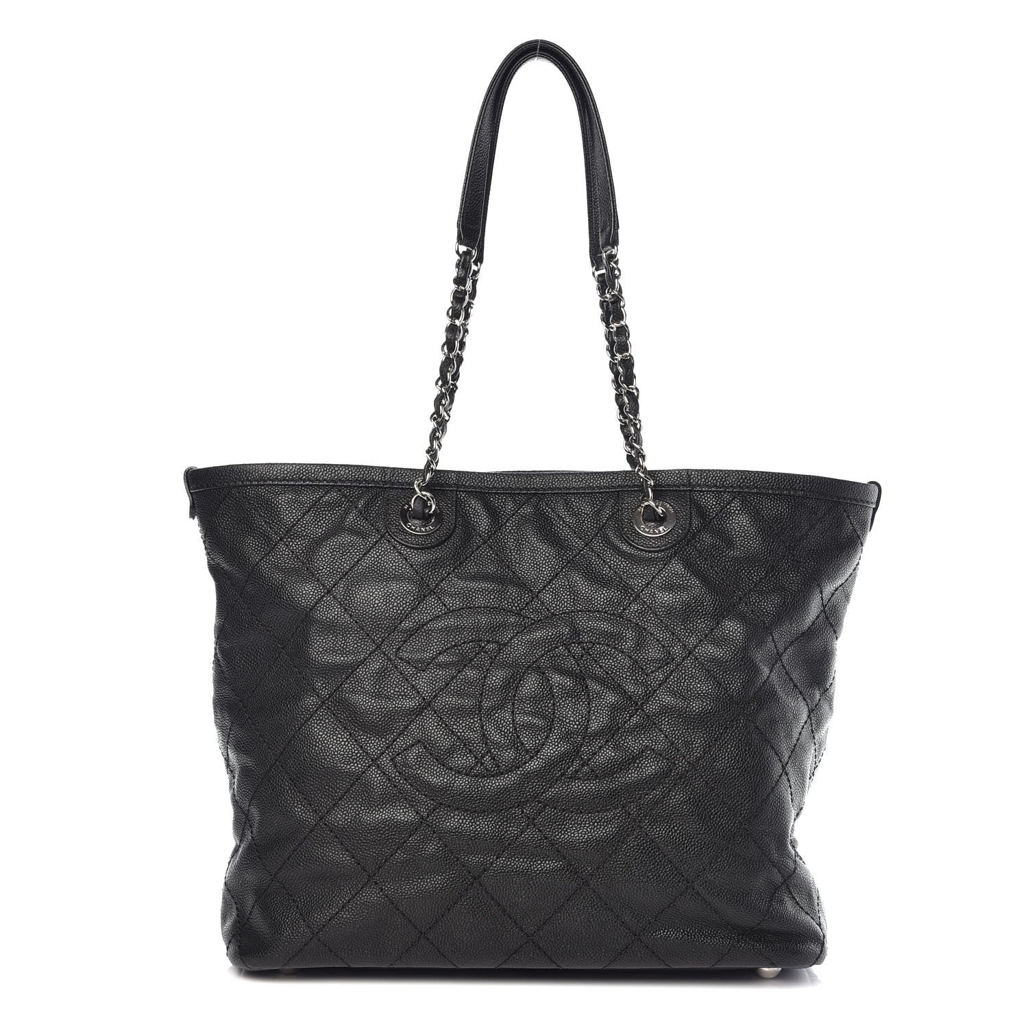 Chanel Grained Calfskin Quilted Small Daily Shopping Tote Black 1 of 23