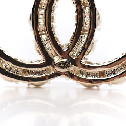 Chanel Pearl Crystal CC Brooch Gold Pearly White 3 of 4