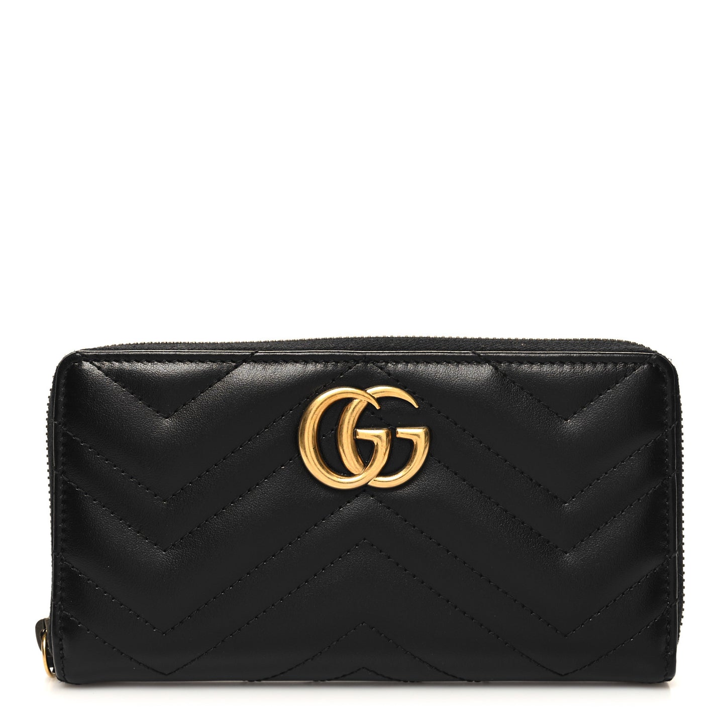 Calfskin Matelasse GG Marmont Zip Around Wallet Black