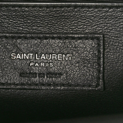 Saint Laurent Grain De Poudre Textured Mixed Matelasse Triquilt Medium Monogram Monochrome Satchel Black 6 of 9