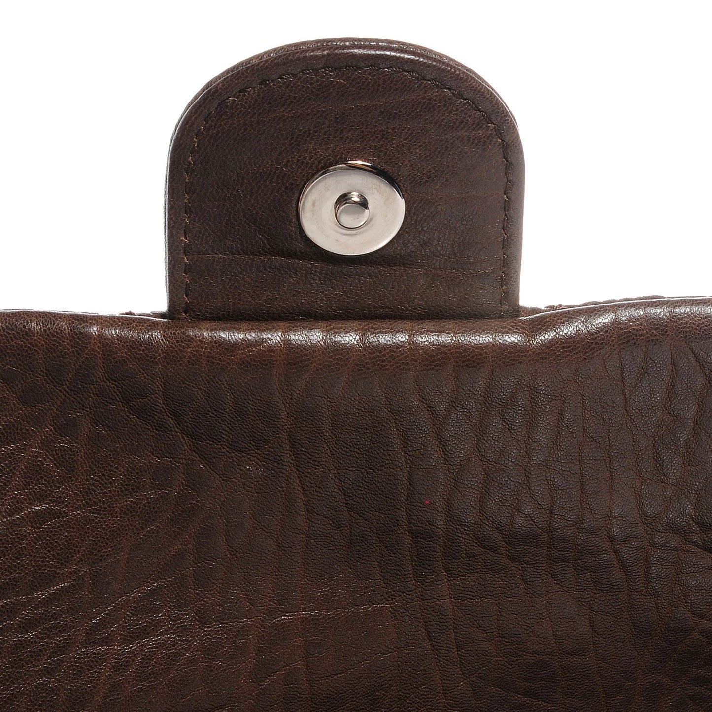 Distressed Lambskin Quilted Flap Brown