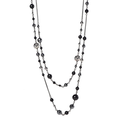 David Yurman Sterling Silver Black Onyx Hematite Elements Chain Necklace 1 of 6