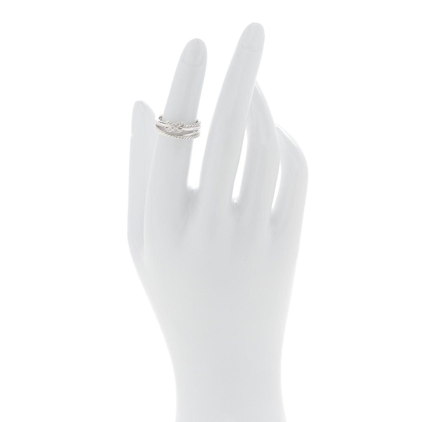 Sterling Silver Diamond X Crossover Ring 49 4.75