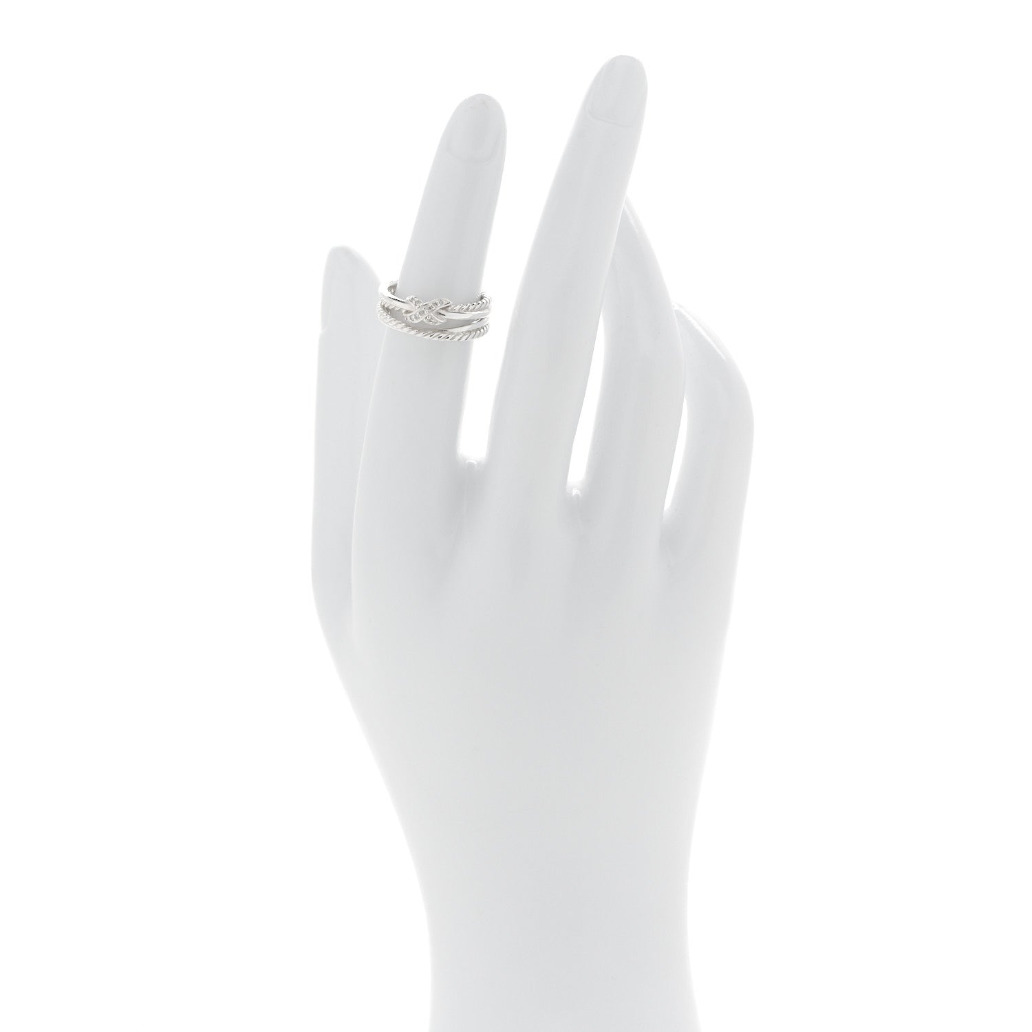 David Yurman Sterling Silver Diamond X Crossover Ring 49 4.75 2 of 5