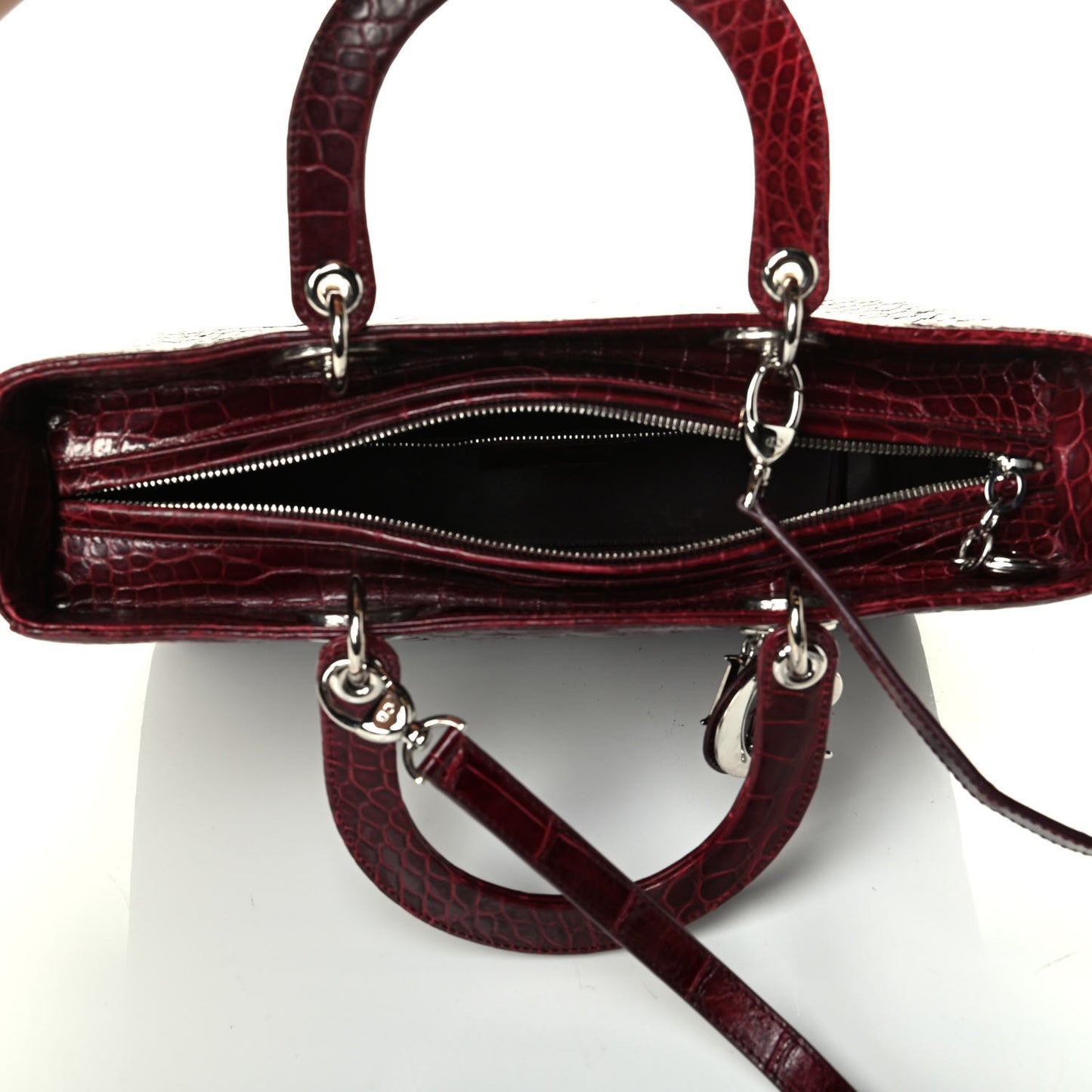 Crocodile Large Lady Dior Dark Red