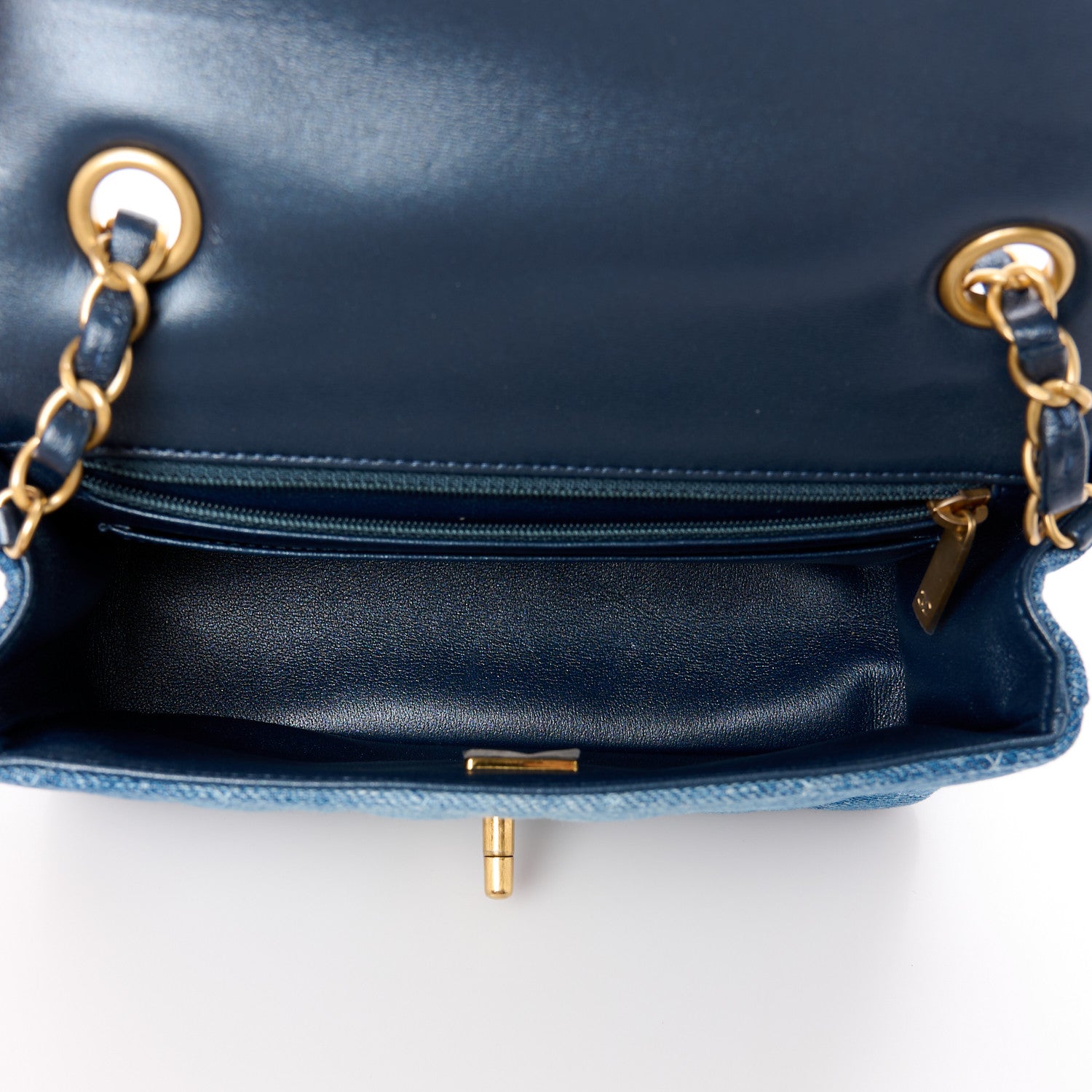 Chanel Washed Denim Quilted Mini Rectangular Flap Blue 5 of 12