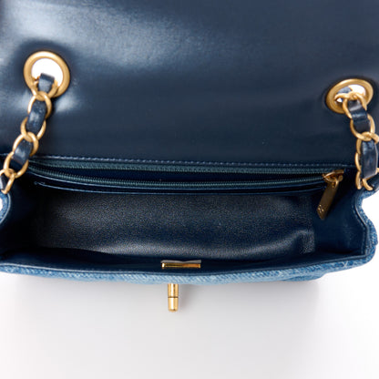 Chanel Washed Denim Quilted Mini Rectangular Flap Blue 5 of 12