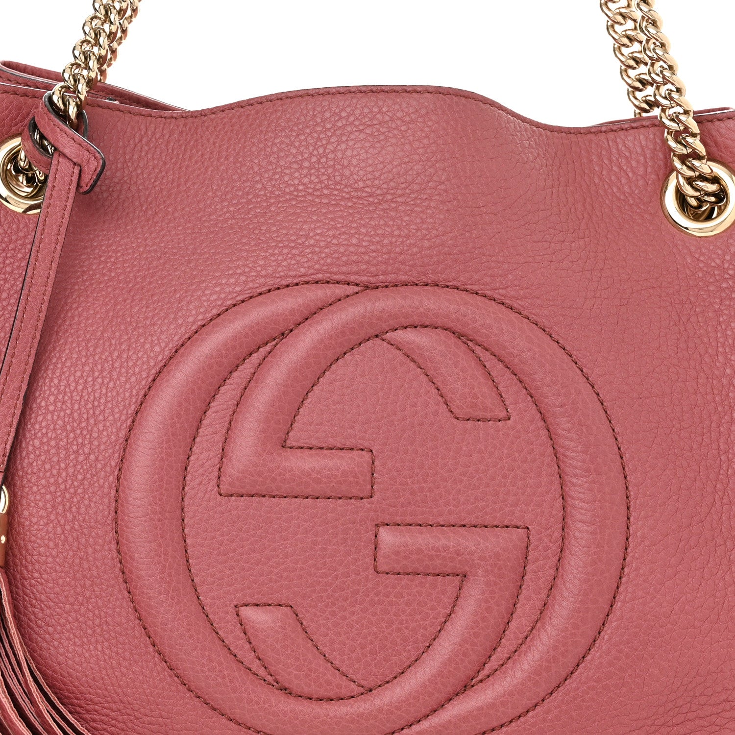 Gucci Pebbled Calfskin Medium Soho Chain Shoulder Bag Peonia Flower 9 of 18