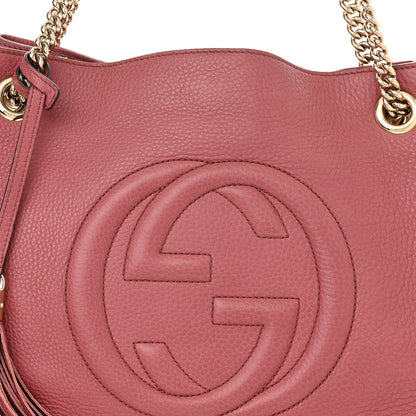 Gucci Pebbled Calfskin Medium Soho Chain Shoulder Bag Peonia Flower 9 of 18