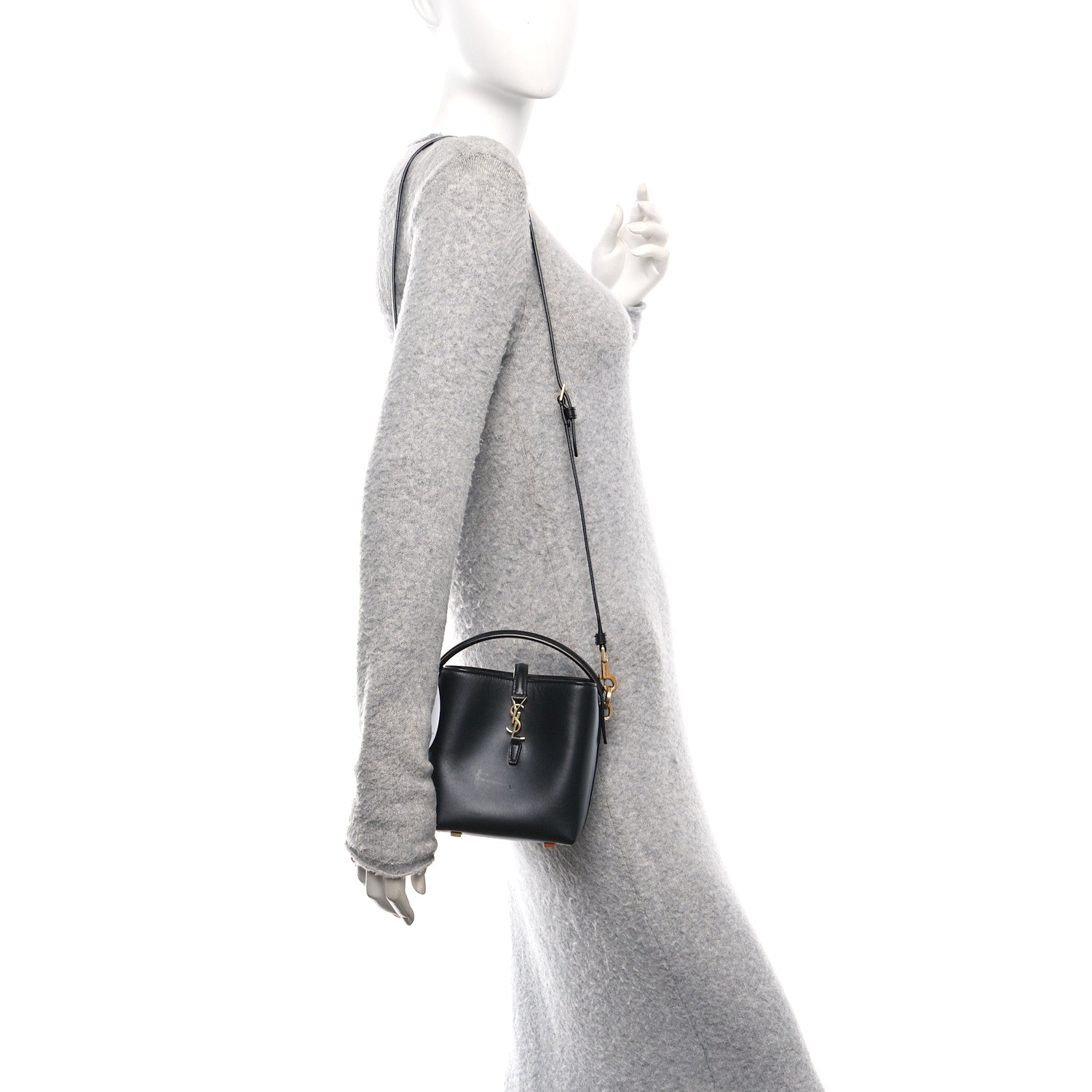 Saint Laurent Shiny Calfskin Le 37 Mini Bucket Bag Black 2 of 10