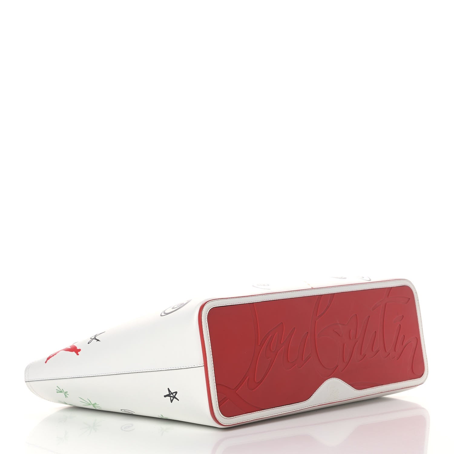Christian Louboutin Calfskin Spikes Loubitag East West Cabata Tote White 4 of 8