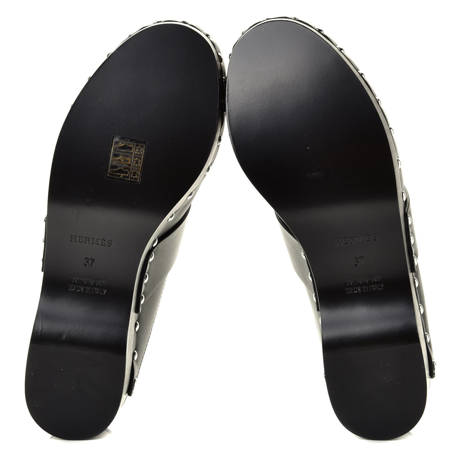 Hermes Calfskin Calya Mules 37 Black 6 of 6