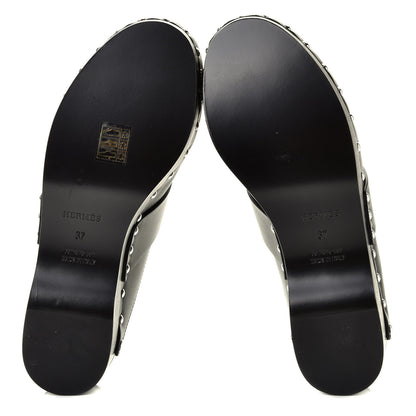 Hermes Calfskin Calya Mules 37 Black 6 of 6