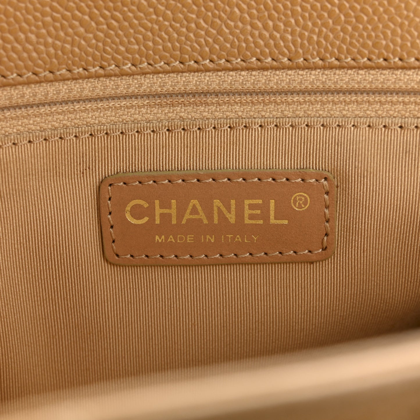 Caviar Quilted Grand Shopping Tote GST Dark Beige