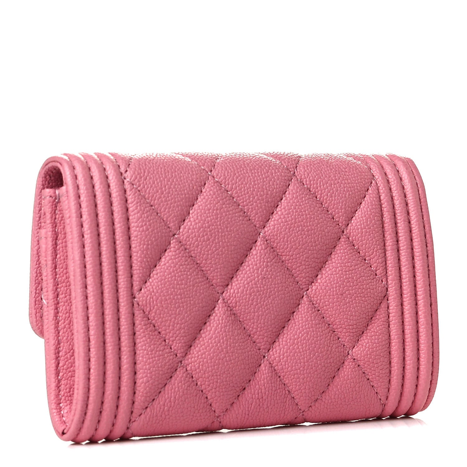 Chanel Caviar Quilted Boy Flap Card Holder Wallet Light Pink 2 of 4