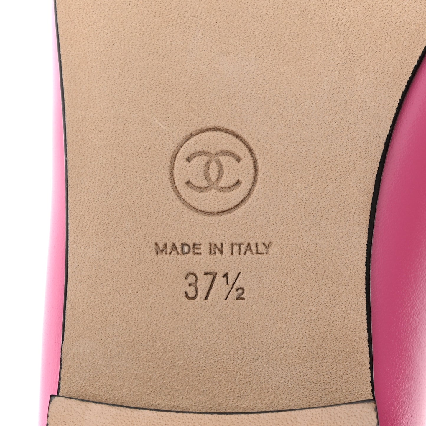Lambskin Grosgrain Cap Toe CC Ballerina Flats 37.5 Pink Black