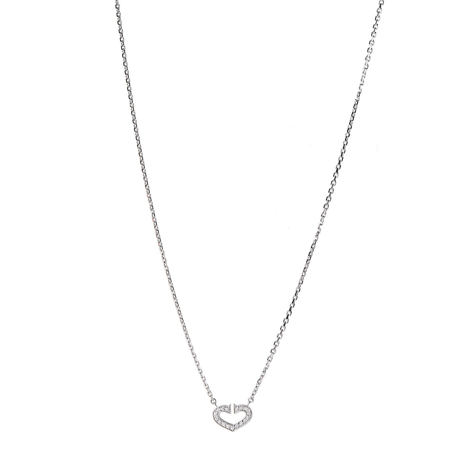 Cartier 18K White Gold Diamond Small Hearts and Symbols Pendant Necklace 1 of 7
